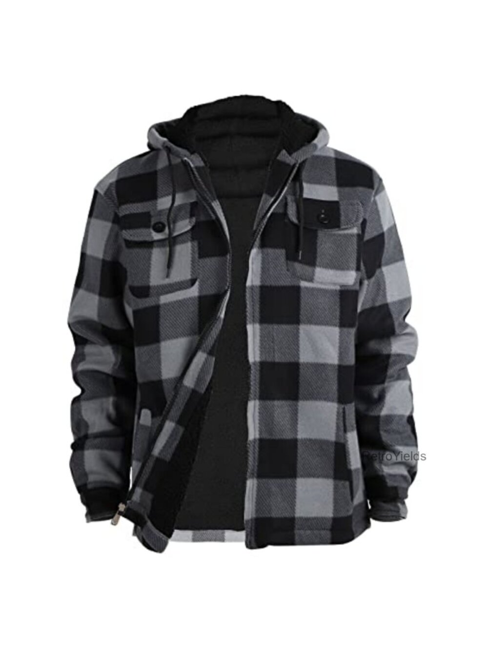 Heavyweight Flannel Jacket with Sherpa Lining and Full Zipper